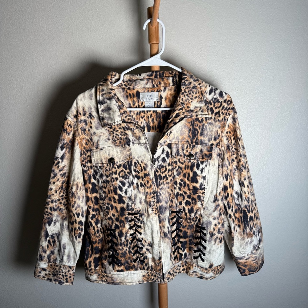 Vintage 80’s Betu Sport Animal Print Full Zip Jacket Women’s Size 10
